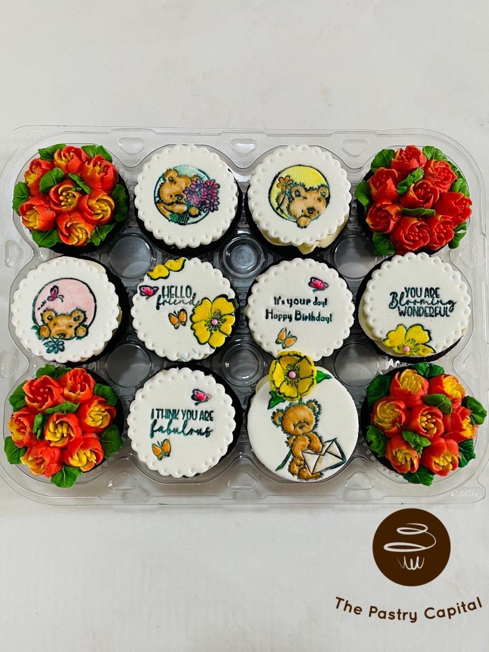 Floral Bear Greetings Cupcake Box