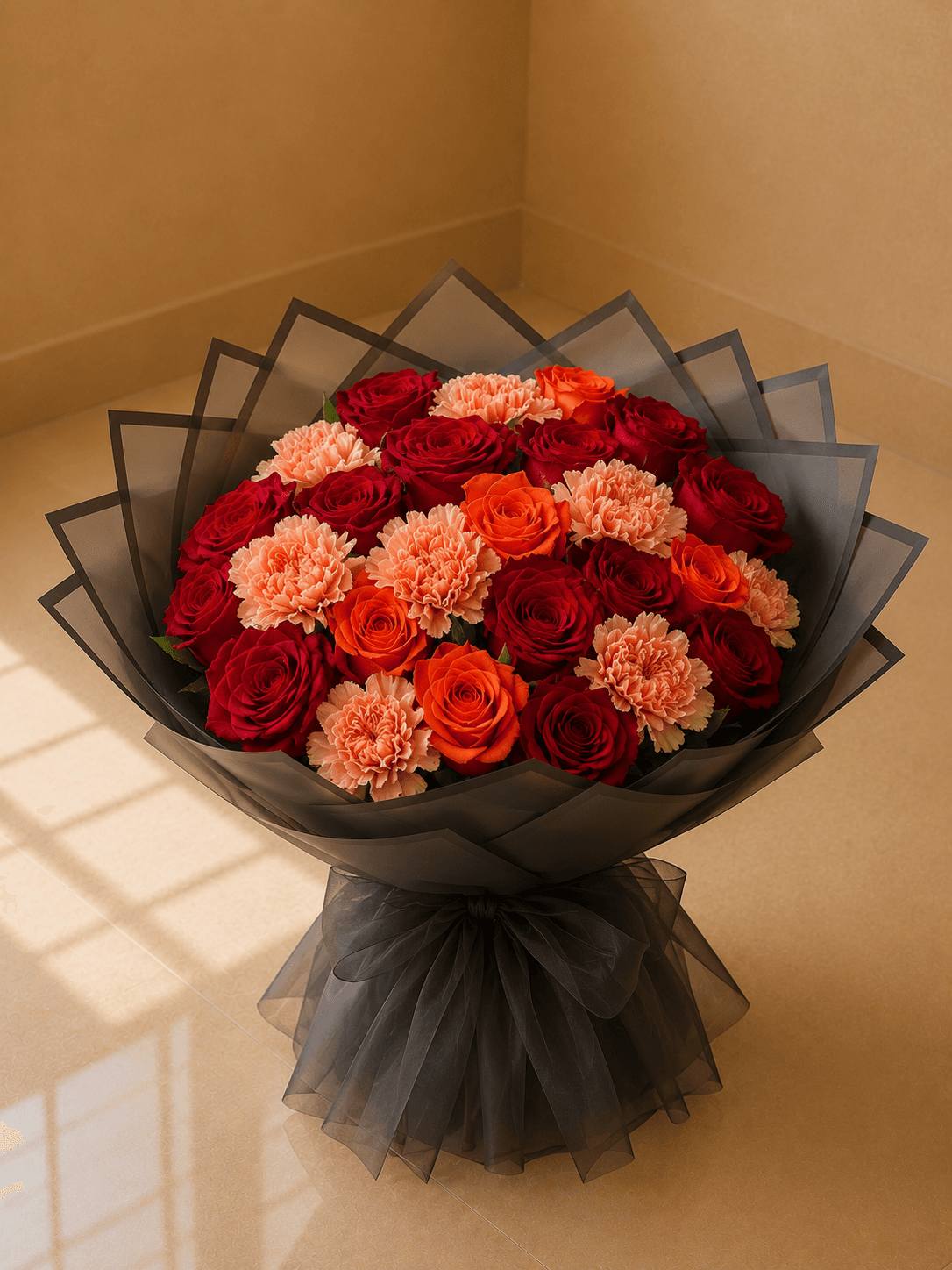 Sunset Rose & Carnation Bouquet